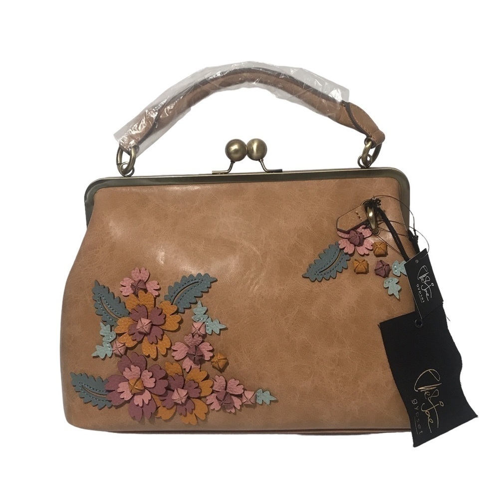 Elle Jae Gypset Tan vegan leather Satchel Nwt fall casual career - Picture 2 of 6